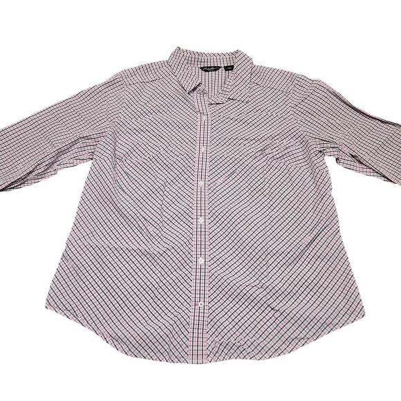 Eddie Bauer Button Down Shirt XL Pink Green Check Plaid Casual Outdoor - Picture 2 of 7